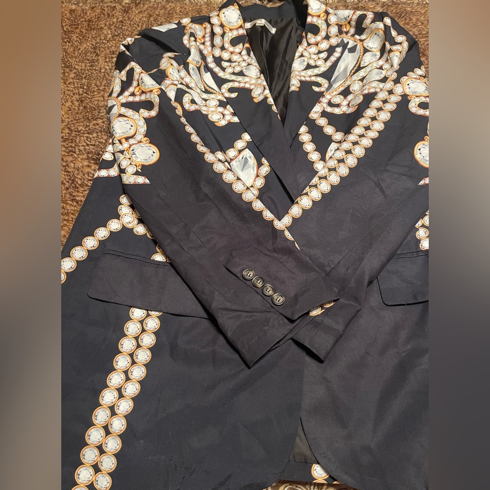 Elegant Black and Gold Blazer and crop top set